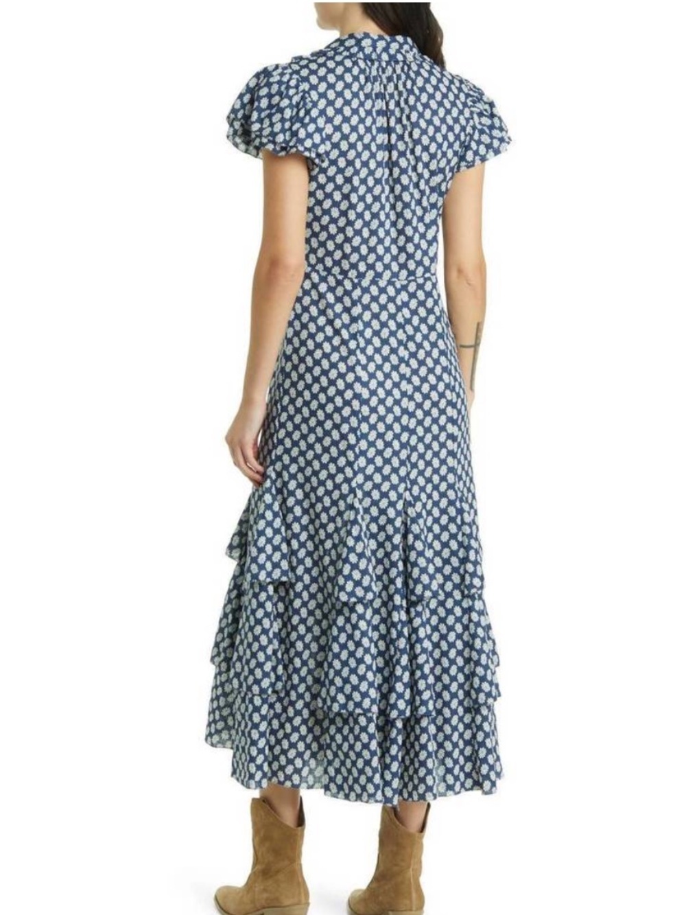 NWT The GREAT Curtsy Dress Blue Floral Large - Picture 5 of 13